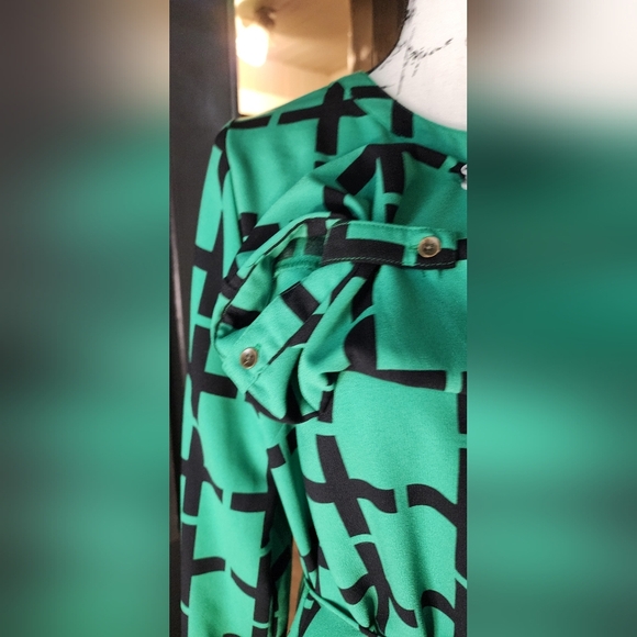 Merona Green and Black Geometric Shirt Dress - Picture 6 of 7